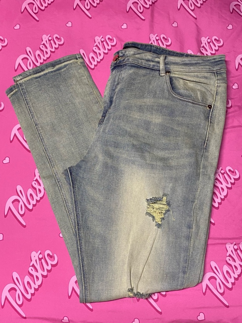 EUC Mens Pheelings Light Blue Denim Skinny Distressed Pants Jeans Bottoms